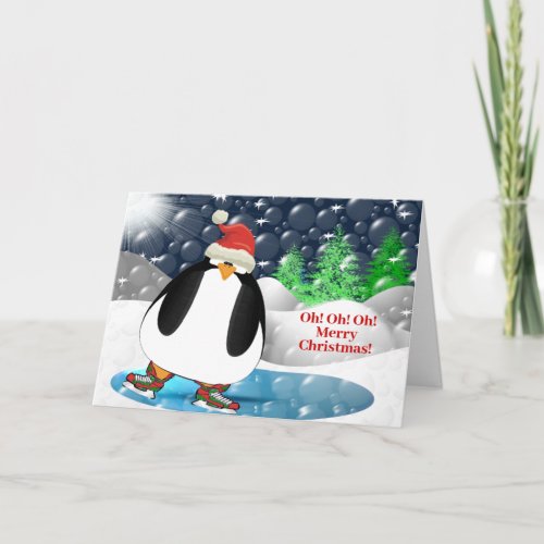 Penguin Christmas Oh Oh Oh Merry Christmas Holiday Card