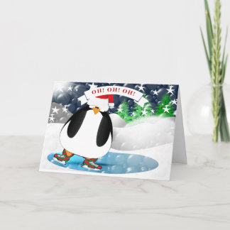 Penguin Christmas Oh! Oh! Oh! Merry Christmas! Holiday Card