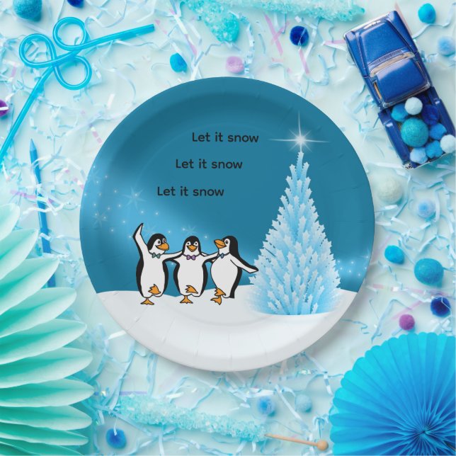 Penguin Christmas Paper Plates (Party)