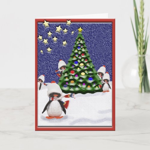 Penguin Christmas Paradise Art Custom  Holiday Card