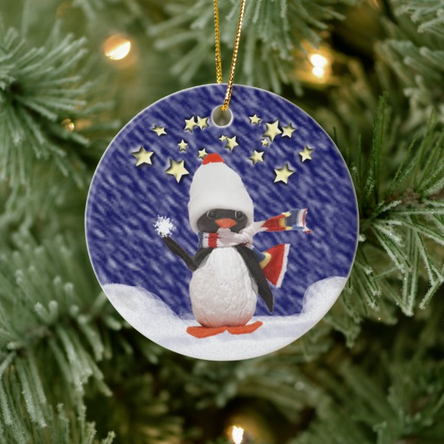 Penguin Christmas Paradise Ceramic Ornament (Tree)