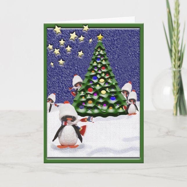 Penguin Christmas Paradise Holiday Card (Front)