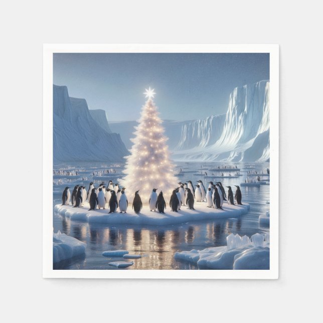 Penguin Christmas Party Napkins (Front)