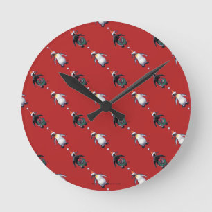 Penguin Christmas Round Clock