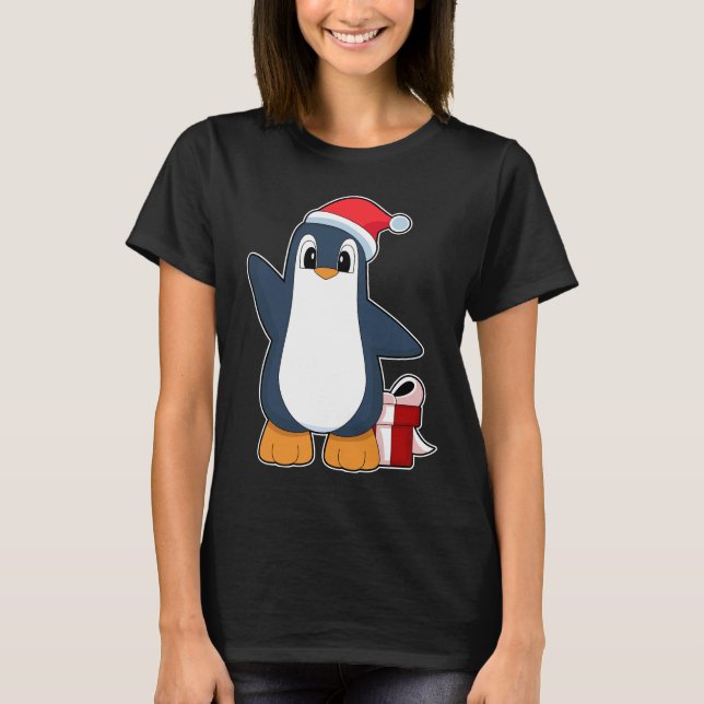 Penguin Christmas Santa hat T-Shirt (Front)
