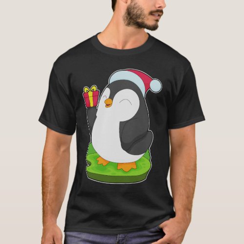 Penguin Christmas Santa hat T_Shirt