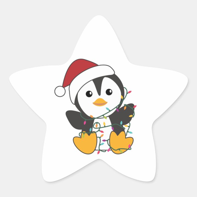 Penguin Christmas Snow Winter Animals Penguins Adu Star Sticker (Front)