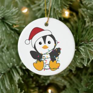 Penguin Christmas Snow Winter Animals Penguins Ceramic Ornament