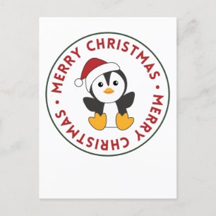 Penguin Christmas Snow Winter Animals Penguins Holiday Postcard