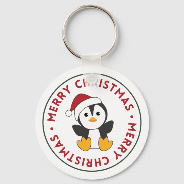 Penguin Christmas Snow Winter Animals Penguins Key Keychain (Front)