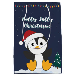 Penguin Christmas Snow Winter Animals Penguins Med Medium Gift Bag