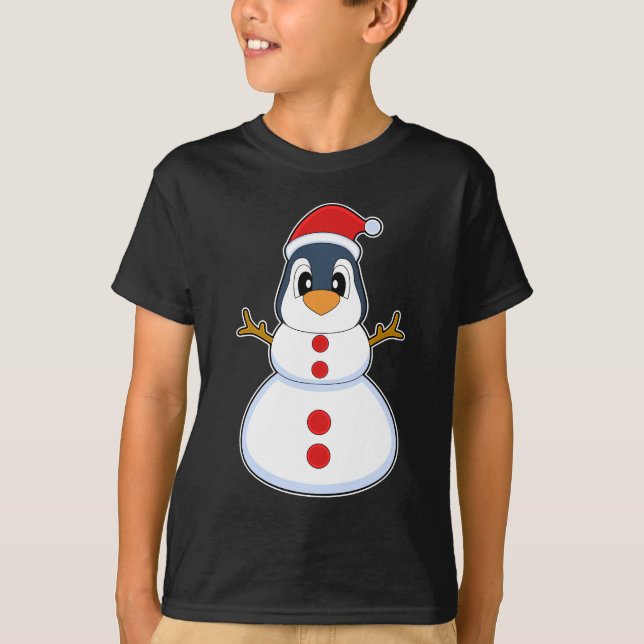 Penguin Christmas Snowman T-Shirt (Front)