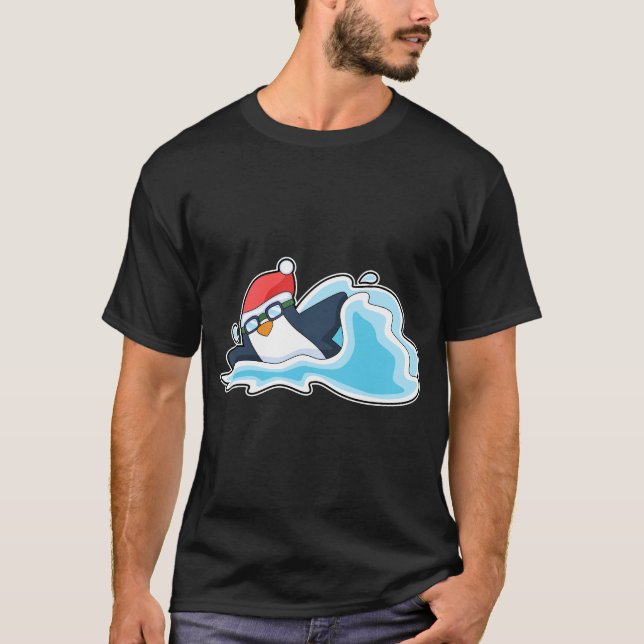 Penguin Christmas Swimming T-Shirt (Front)