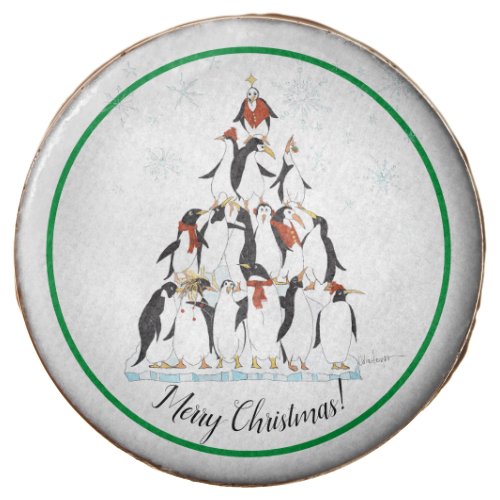 Penguin Christmas Tree Fun Holiday Cartoon Chocolate Covered Oreo