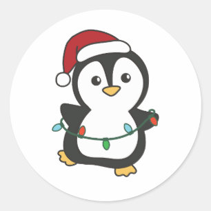 Penguin Christmas Winter Animals Holiday Penguines Classic Round Sticker