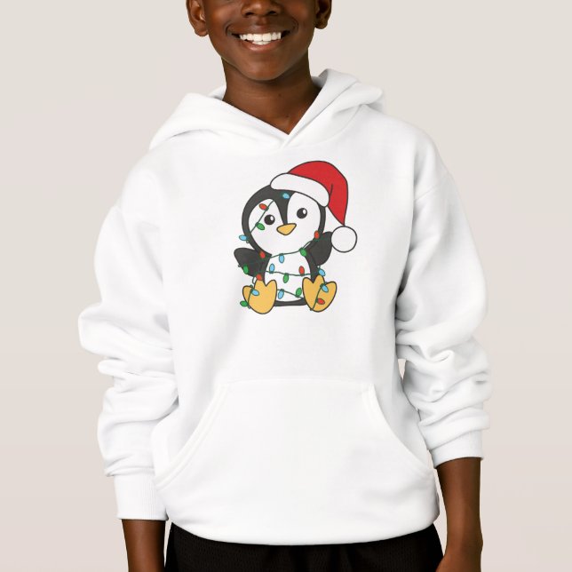 Penguin Christmas Winter Animals Holiday Penguines Hoodie (Front)