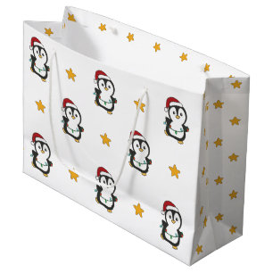 Penguin Christmas Winter Animals Holiday Penguines Large Gift Bag
