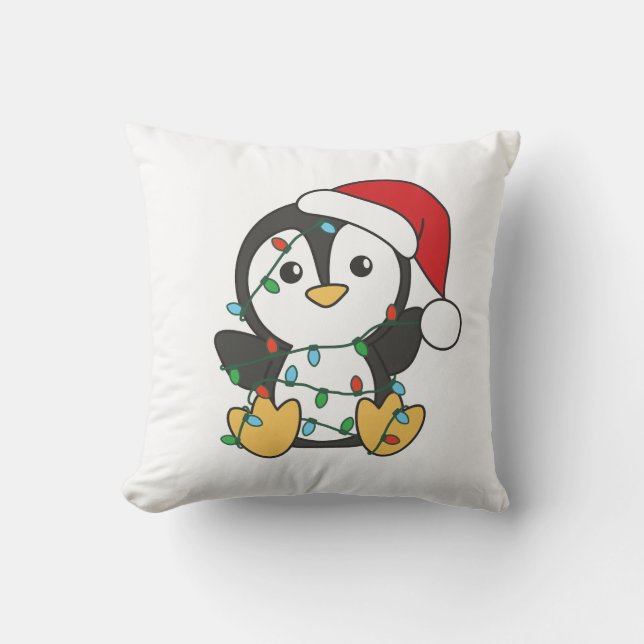 Penguin Christmas Winter Animals Holiday Penguines Throw Pillow (Front)