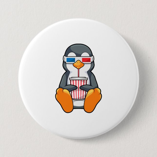 Penguin Cinema Glasses Drinking cup Button (Front)