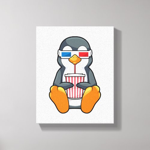 Penguin Cinema Glasses Drinking cup Canvas Print