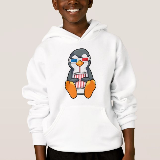 Penguin Cinema Glasses Drinking cup Hoodie (Front)