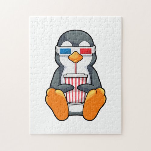 Penguin Cinema Glasses Drinking cup Jigsaw Puzzle