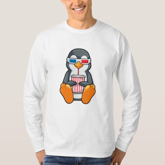 Penguin Cinema Glasses Drinking cup T-Shirt (Front)