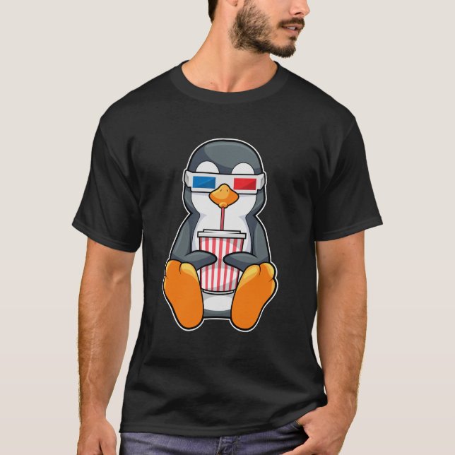 Penguin Cinema Glasses Drinking cup T-Shirt (Front)