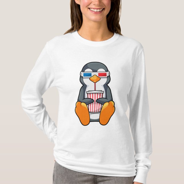 Penguin Cinema Glasses Drinking cup T-Shirt (Front)