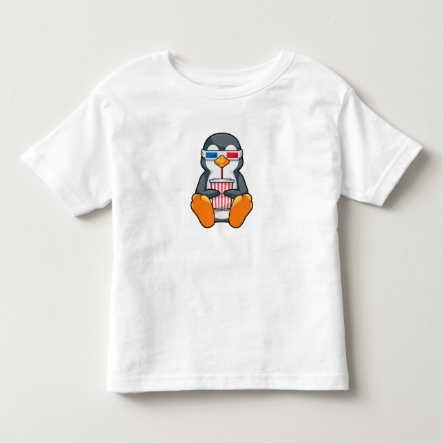 Penguin Cinema Glasses Drinking cup Toddler T-shirt (Front)