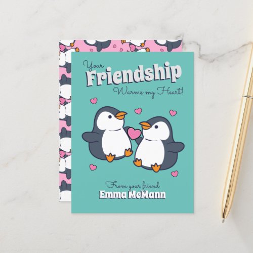 Penguin Classroom Valentine Cute Friendship Card