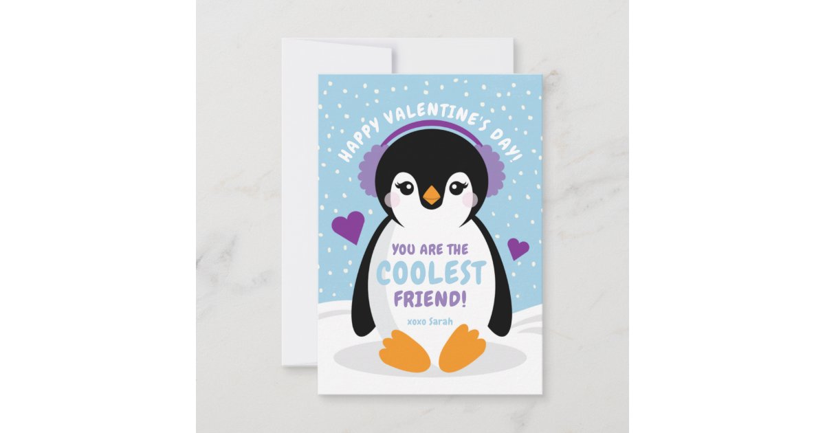 Penguin Valentine Card Classroom Valentines Printable 