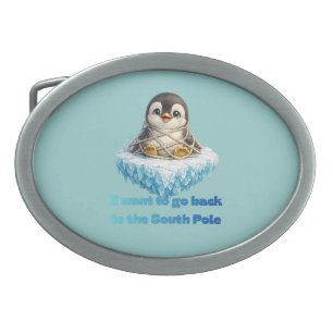 Penguin Climate Change Conservation Design Belt Buckle