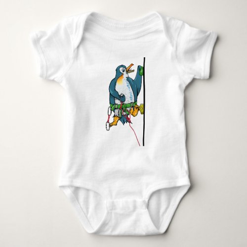 penguin climbing background meduim baby bodysuit