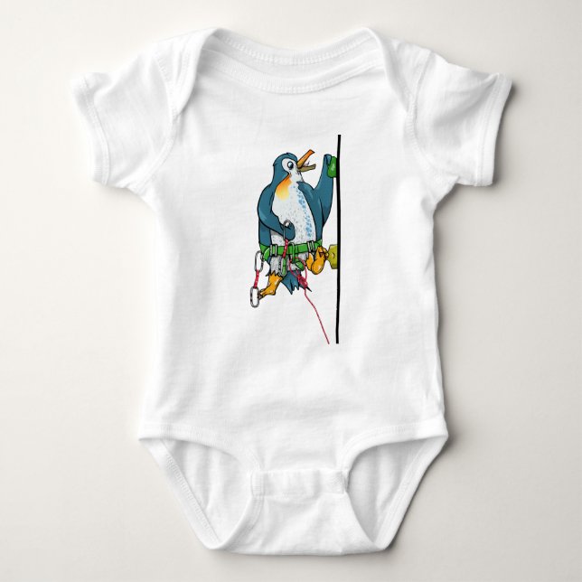 penguin climbing background meduim baby bodysuit (Front)
