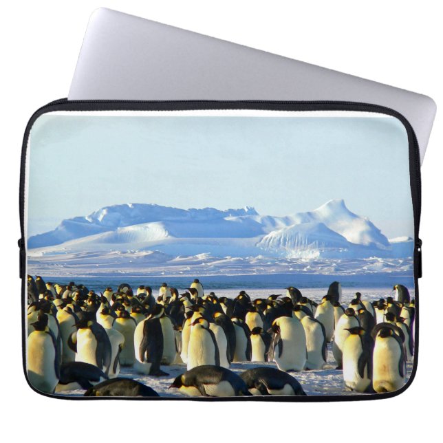 Penguin colony on ice laptop sleeve (Front)