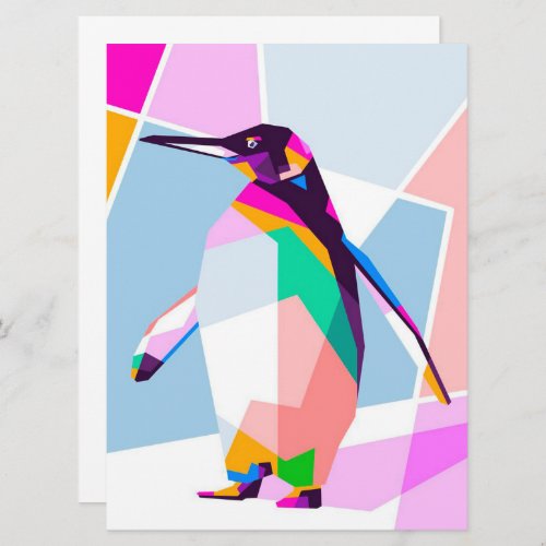 Penguin Color Geometric  Art Gift