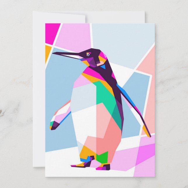 Penguin Color Geometric | Art Gift Holiday Card (Front)