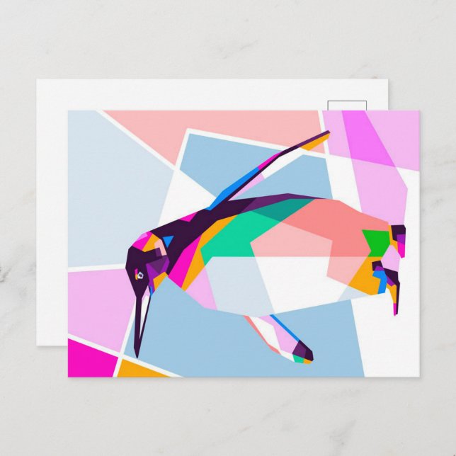 Penguin Color Geometric | Art Gift Holiday Postcard (Front/Back)