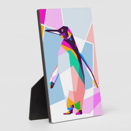 Penguin Color Geometric  Art Gift Plaque