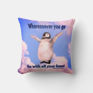 Penguin Confucius Attitude Quote Inspirational Throw Pillow