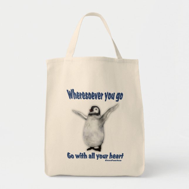 Penguin Confucius Inspirational Quote Tote Bag (Front)