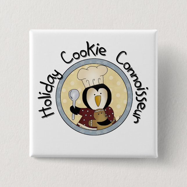 Penguin Cookie Connoisseur T-shirts and Gifts Button (Front)