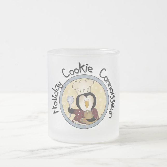 Penguin Cookie Connoisseur T-shirts and Gifts Frosted Glass Coffee Mug (Center)