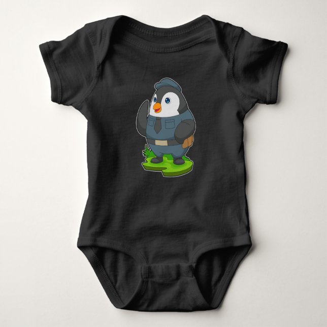 Penguin Cop Police Baby Bodysuit (Front)