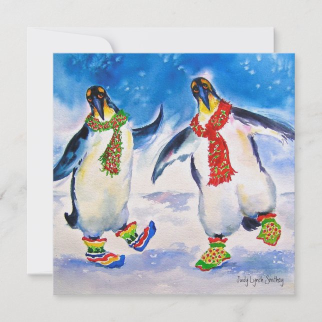 Penguin Couple Christmas Card (Front)