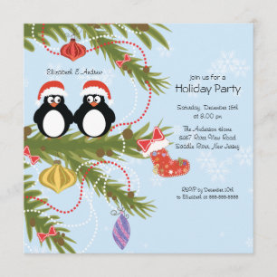 Penguin Couple Christmas Holiday Party Invitation
