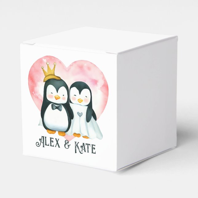 Penguin Couple Favor Boxes (Front Side)