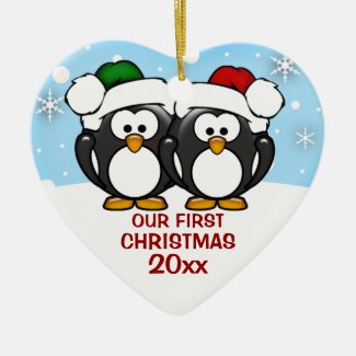Penguin Couple First Christmas Ornament