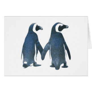 Penguin Couple Holding Hands Cards